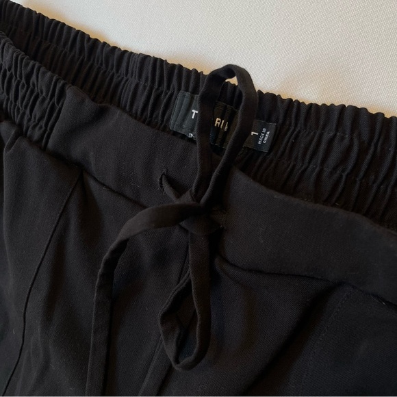 Torrid Taper slim pants 1X Pull on elastic waist Drawstring Black Poly Rayon - Picture 6 of 8